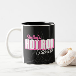 女パーソナライズされたの子の名前Pinstripesガ改造レージ ツートーンマグカップ