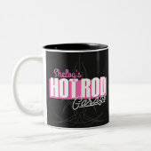 女パーソナライズされたの子の名前Pinstripesガ改造レージ ツートーンマグカップ (左)