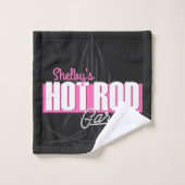 女パーソナライズされたの子の名前Pinstripesガ改造レージ バスタオルセット (ウォッシュタオル)