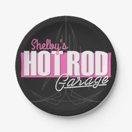 女パーソナライズされたの子の名前Pinstripesガ改造レージ ペーパープレート