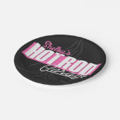 女パーソナライズされたの子の名前Pinstripesガ改造レージ ペーパープレート (アングル)