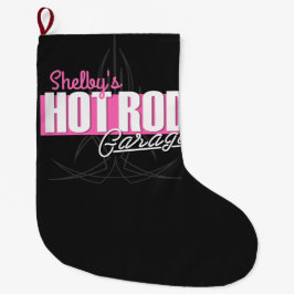 女パーソナライズされたの子の名前Pinstripesガ改造レージ ラージクリスマスストッキング