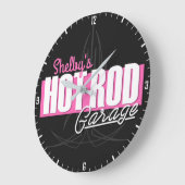 女パーソナライズされたの子の名前Pinstripesガ改造レージ ラージ壁時計 (傾斜)