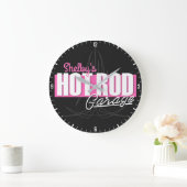 女パーソナライズされたの子の名前Pinstripesガ改造レージ ラージ壁時計 (ホーム)