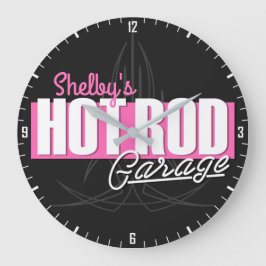 女パーソナライズされたの子の名前Pinstripesガ改造レージ ラージ壁時計