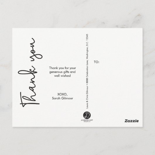 女パーソナライズされたの子の感謝してい生誕 ポストカード (裏面)