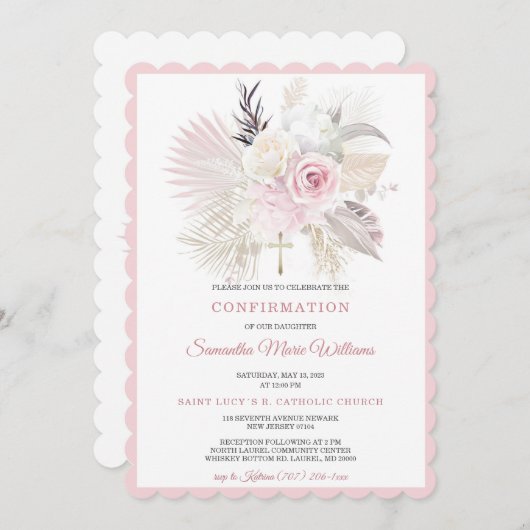 女パーソナライズされたの子の確認の空白 招待状 (正面/裏面)