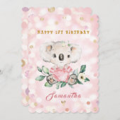 女パーソナライズされたの子の誕生日おめでとう サンキューカード (正面/裏面)