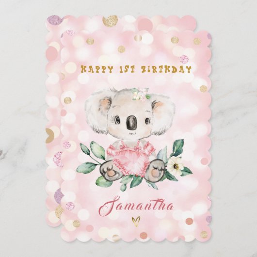 女パーソナライズされたの子の誕生日おめでとう サンキューカード (正面/裏面)