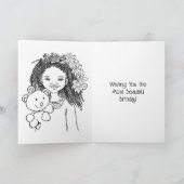 女パーソナライズされたの子の誕生日カラーページ カード (内部)