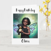 女パーソナライズされたの子の誕生日カラーページ カード (黄色い花)