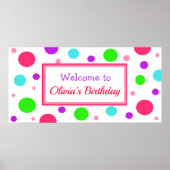 女パーソナライズされたの子の誕生日パーティバナー ポスター (正面)