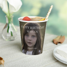 女パーソナライズされたの子の誕生日紙カップ 紙コップ