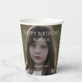 女パーソナライズされたの子の誕生日紙カップ 紙コップ (裏面)