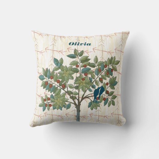 女パーソナライズされたの子の部屋をクロス矢印ラブバード クッション (裏面)