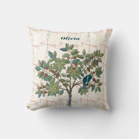 女パーソナライズされたの子の部屋をクロス矢印ラブバード クッション (正面)