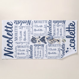 女パーソナライズされたの子の長い名前 ビーチタオル