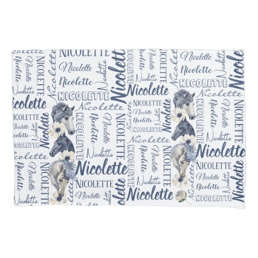 女パーソナライズされたの子は馬で枕カバーの名前 枕カバー (正面)