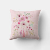 女パーソナライズされたの子バプテスマ – ピンクエンジェルテディベア クッション (裏面)