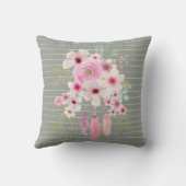 女パーソナライズされたの子バプテスマ – フローラクロスセージ クッション (裏面)