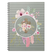女パーソナライズされたの子バプテスマ – フローラクロスセージ ノートブック (正面)
