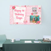 女パーソナライズされたの子ピンクの誕生日バナー 横断幕 (トレードショー)