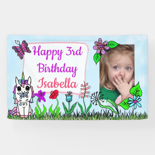 女パーソナライズされたの子ピンクの誕生日バナー 横断幕 (横)