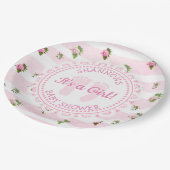 女パーソナライズされたの子ピンクの赤ちゃんシャワープレート ペーパープレート (アングル)
