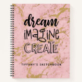 女パーソナライズされたの子ピンク大理石アーティストスケッチブック ノートブック (正面)