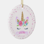 女パーソナライズされたの子用ユニコーンクリスマス飾り セラミックオーナメント (右)
