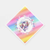 女パーソナライズされたの子誕生日ユニコーン スタンダードランチョンナプキン (角)