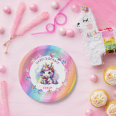 女パーソナライズされたの子誕生日ユニコーン ペーパープレート (パーティー)