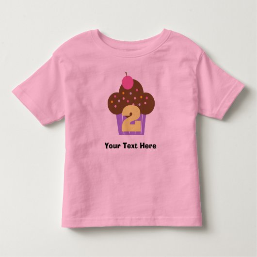 女パーソナライズされたの子3rdバースデーカップケーキ トドラーTシャツ (正面)