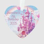 女パーソナライズされたの子7誕生日写真ハートギフト オーナメント (裏面)