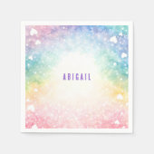 女パーソナライズされたカラフル生の誕生会 スタンダードカクテルナプキン (正面)