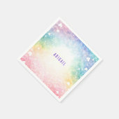 女パーソナライズされたカラフル生の誕生会 スタンダードカクテルナプキン (角)