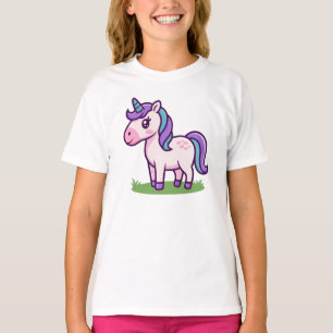 女パーソナライズされた子かわいいユニコーン馬の子供Tシャツ Tシャツ