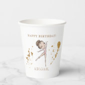 女パーソナライズされた子体操誕生日パーティー 紙コップ (正面)