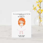 女パーソナライズされた子初の聖餐式 カード (黄色い花)