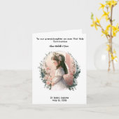 女パーソナライズされた子初の聖餐式 カード (黄色い花)