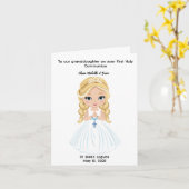 女パーソナライズされた子初の聖餐式 カード (黄色い花)