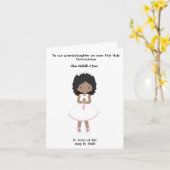 女パーソナライズされた子初の聖餐式 カード (黄色い花)