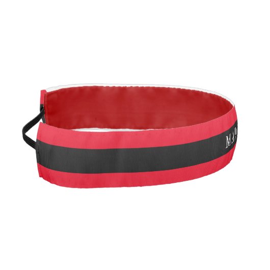 女パーソナライズされた子用の黒スリップまたは滑ること赤非ヘッドバンド アスレチックヘッドバンド (左)