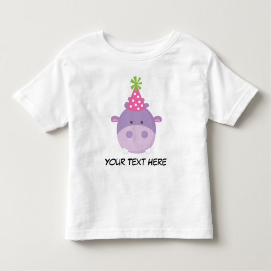 女パーソナライズされた子用ヒッポ誕生日Tシャツ トドラーTシャツ (正面)