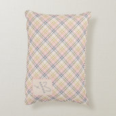 女パーソナライズされた子部屋の格子枕 アクセントクッション (裏面(縦))