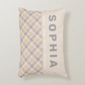 女パーソナライズされた子部屋の格子枕 アクセントクッション (正面(垂直))
