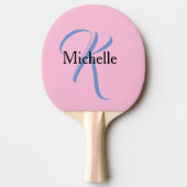 女パーソナライズされた性の贈り物 – モノグラムピンク 卓球ラケット (正面)