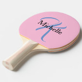 女パーソナライズされた性の贈り物 – モノグラムピンク 卓球ラケット (正面アングル)
