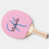 女パーソナライズされた性の贈り物 – モノグラムピンク 卓球ラケット (横)