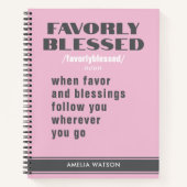 女パーソナライズされた性ピンクのモチベーション ノートブック (正面)